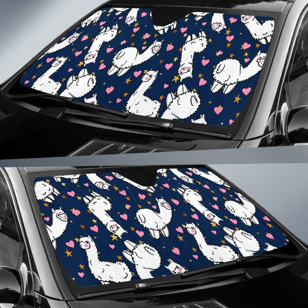 Llama Print Pattern Car Sun Shade-grizzshop