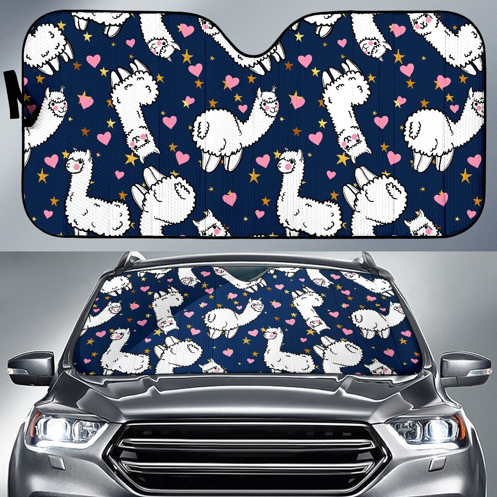 Llama Print Pattern Car Sun Shade-grizzshop