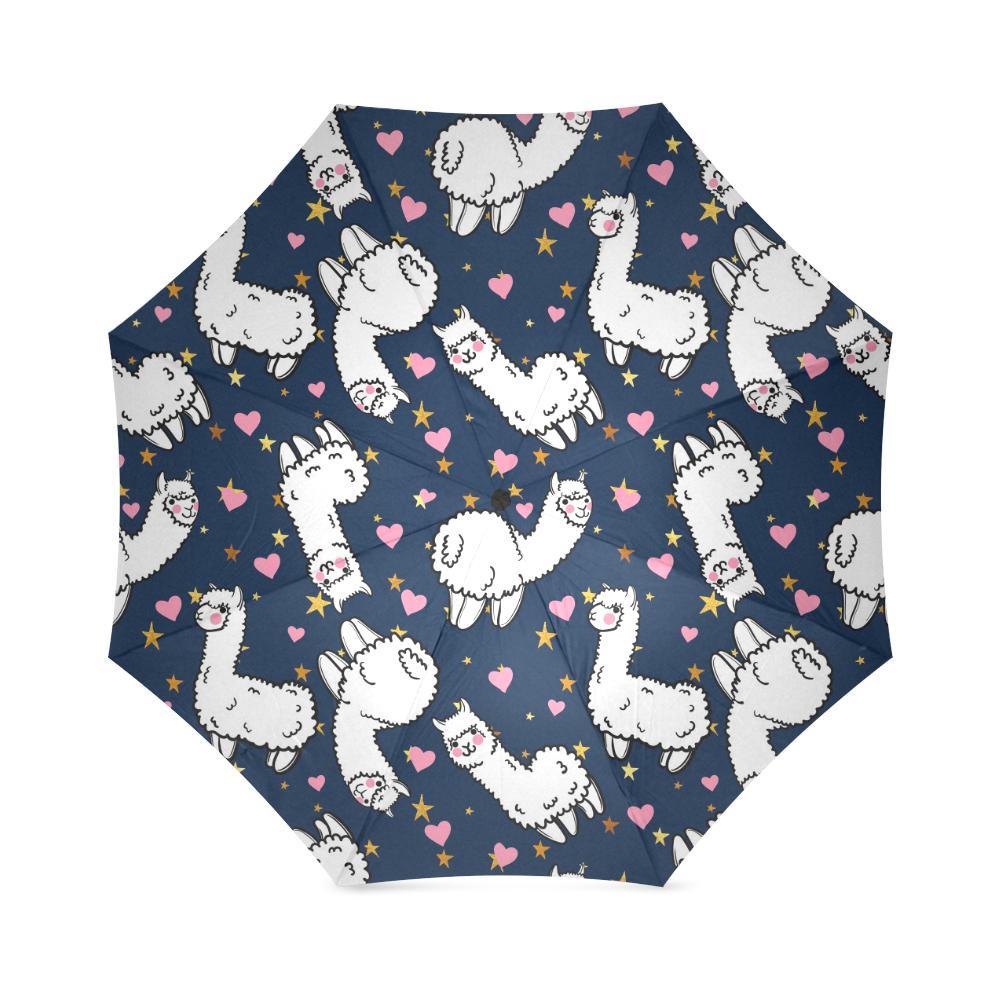 Llama Print Pattern Foldable Umbrella-grizzshop