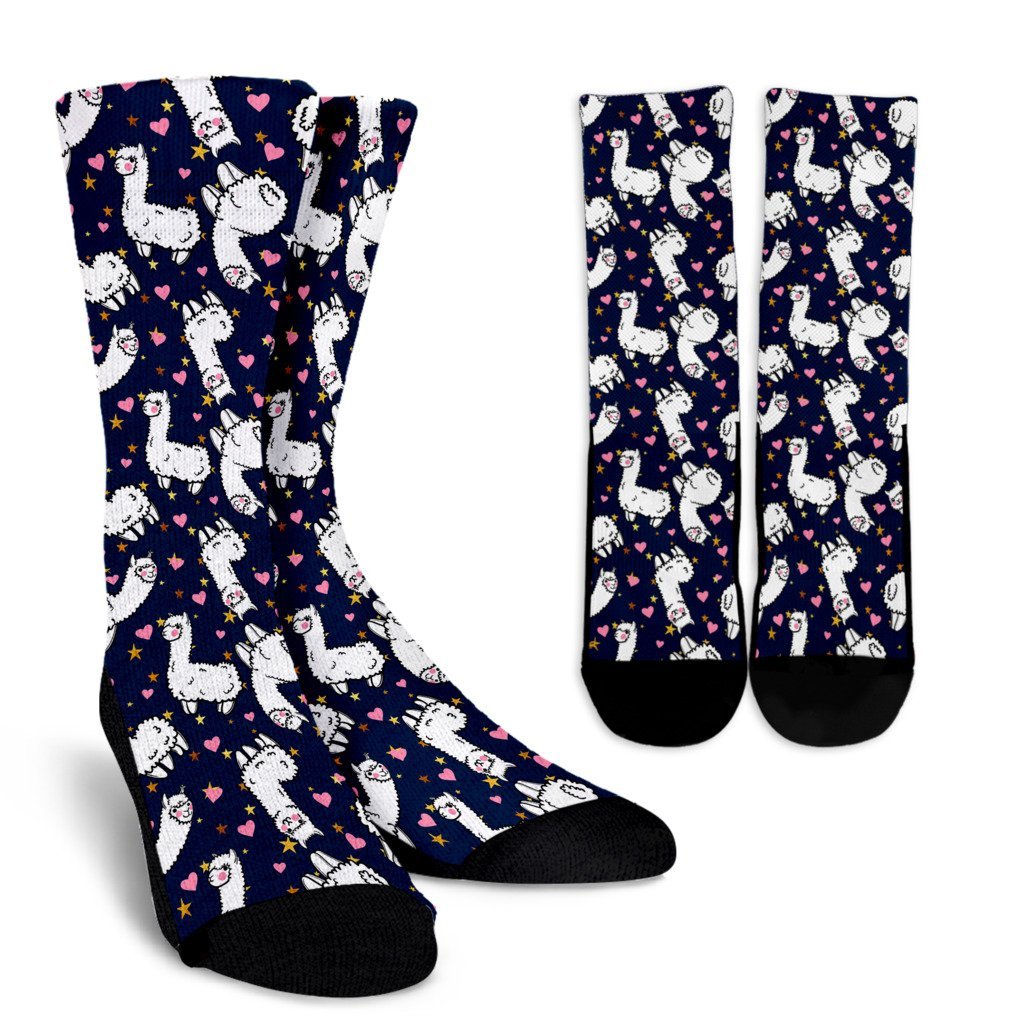 Llama Print Pattern Unisex Crew Socks-grizzshop