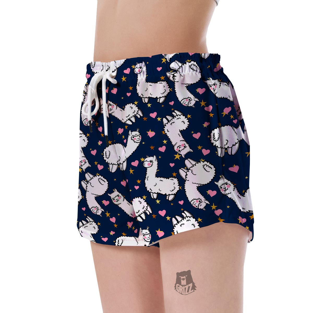Llama Print Pattern Women's Shorts-grizzshop