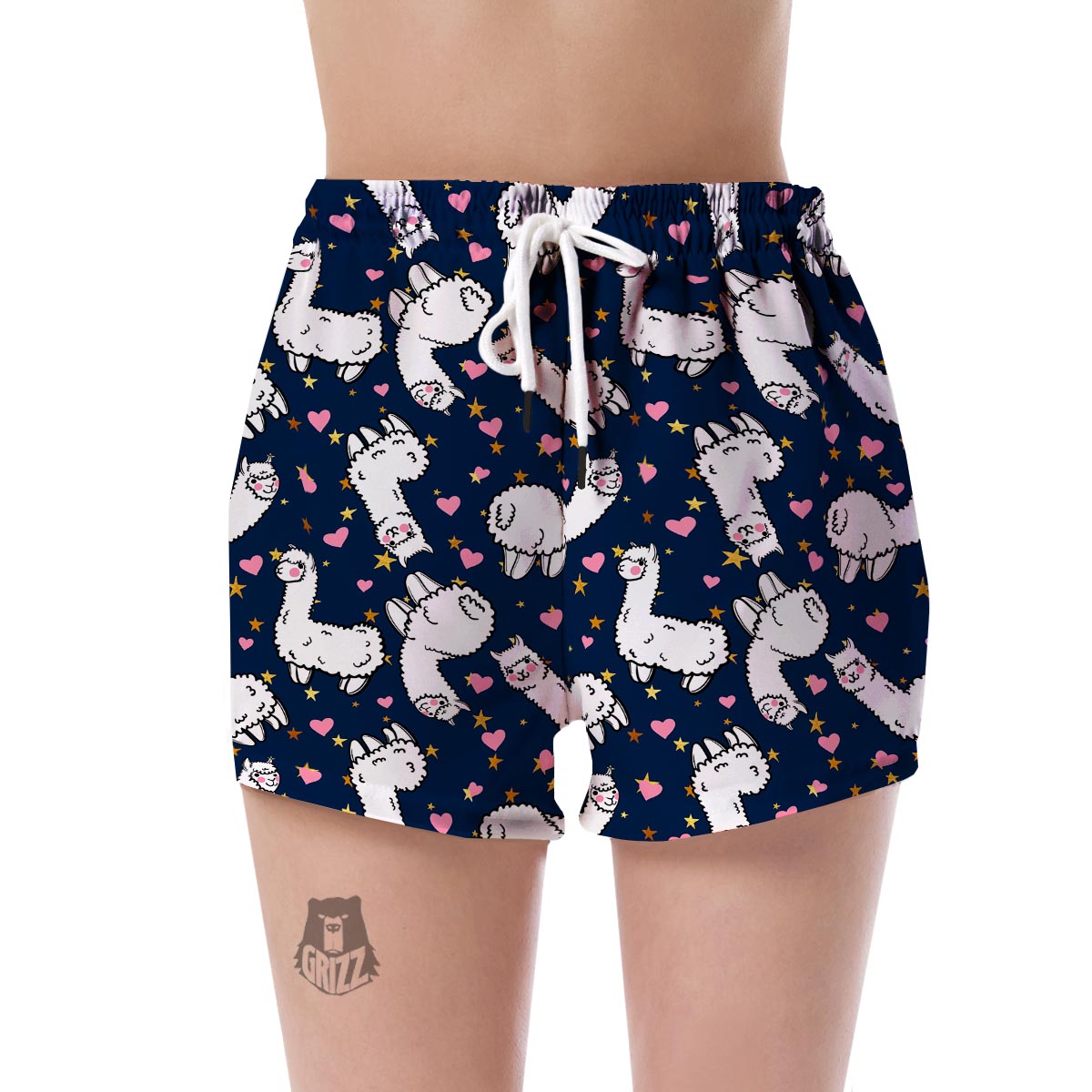 Llama Print Pattern Women's Shorts-grizzshop
