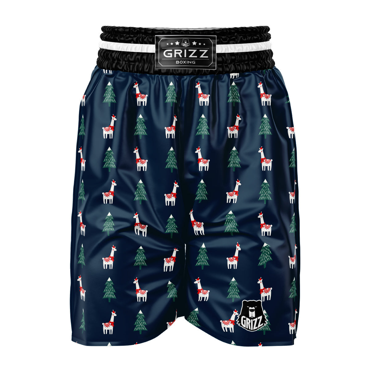Llama Xmas Print Pattern Boxing Shorts-grizzshop