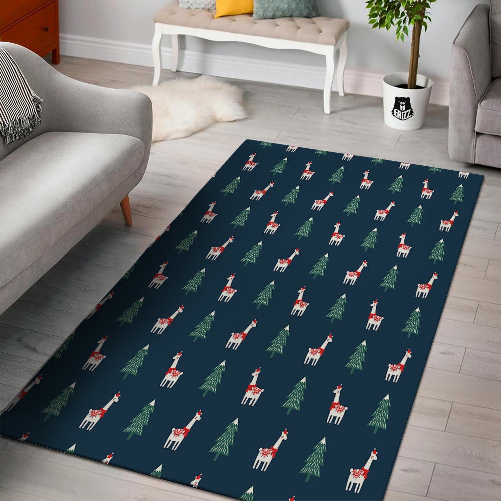 Llama Xmas Print Pattern Floor Mat-grizzshop