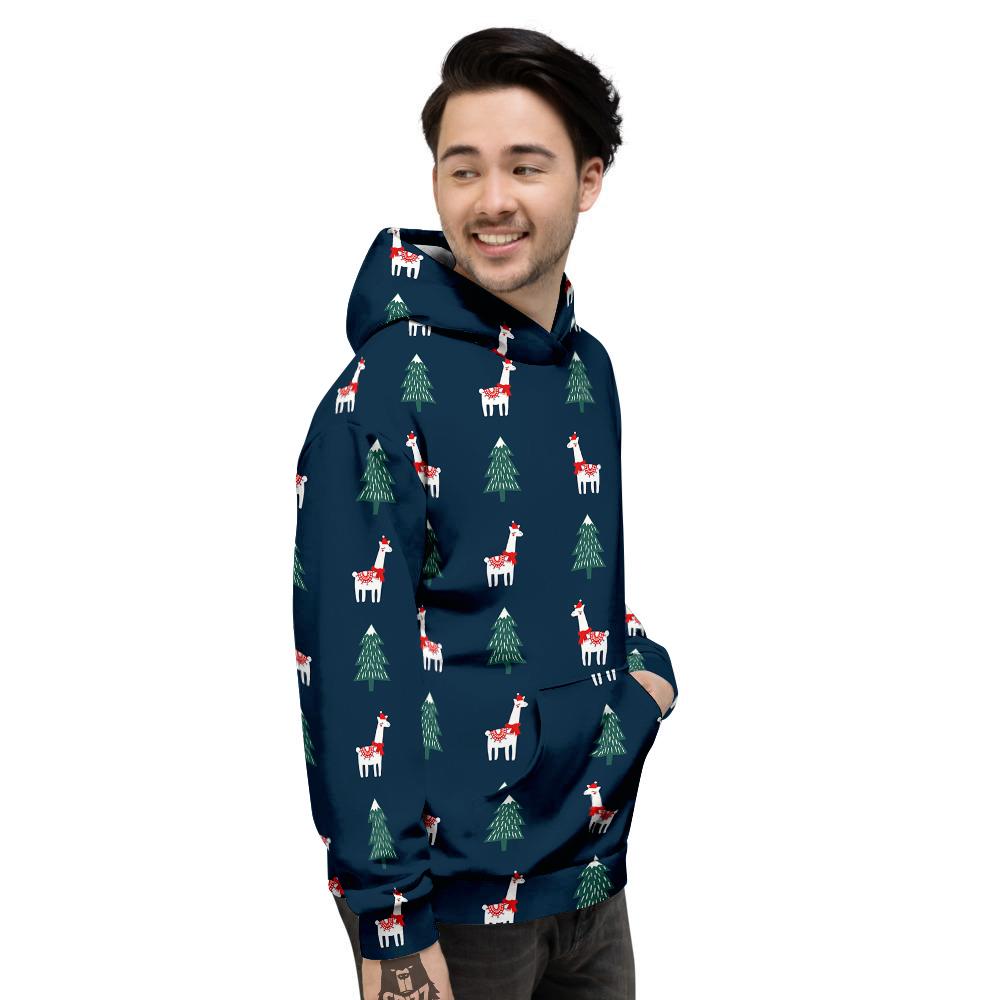 Llama Xmas Print Pattern Men's Hoodie-grizzshop