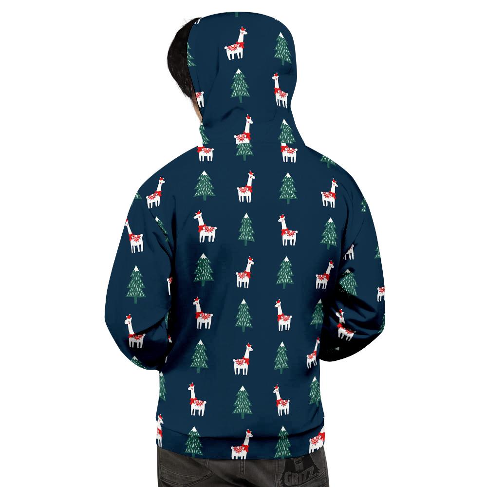 Llama Xmas Print Pattern Men's Hoodie-grizzshop