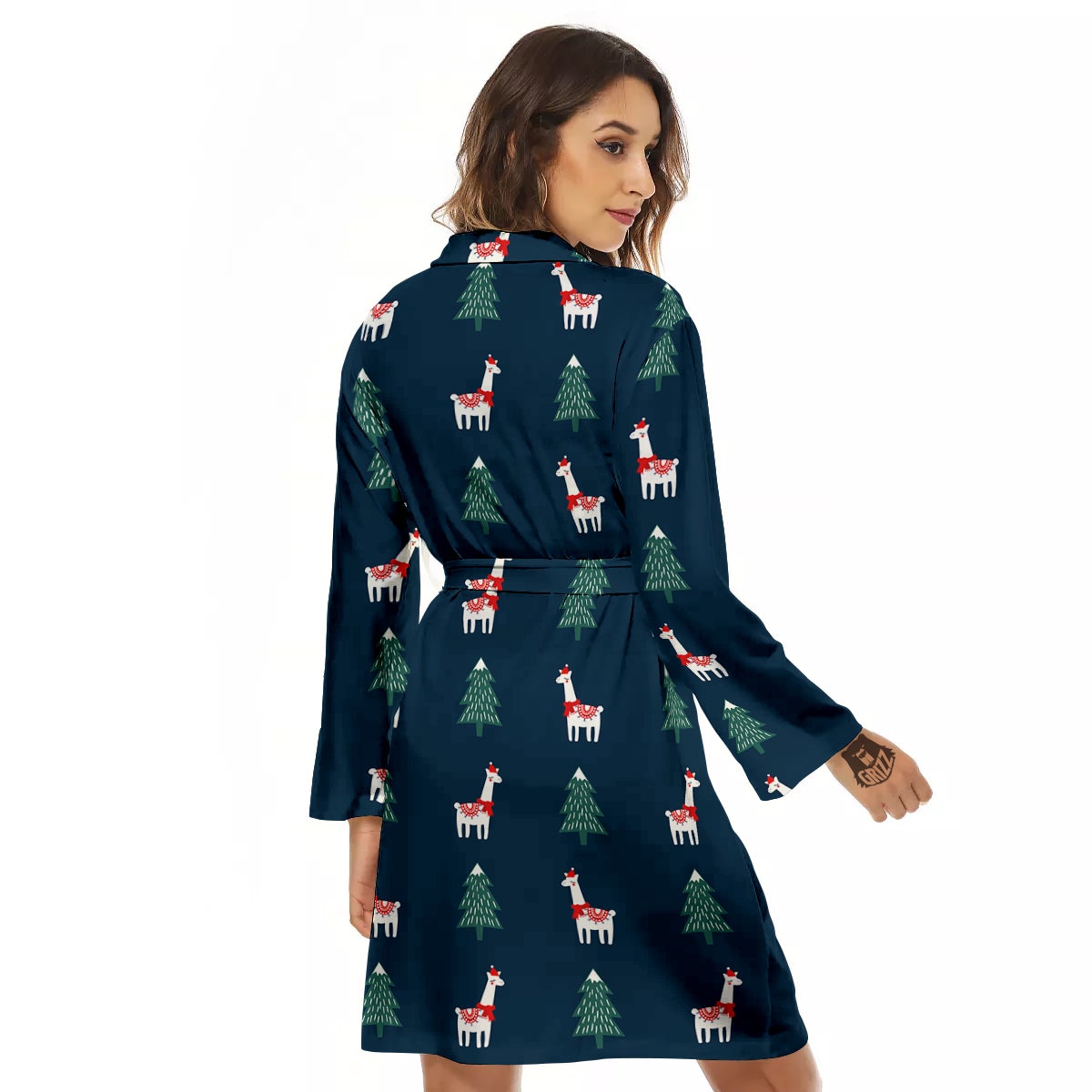 Llama Xmas Print Pattern Women's Robe-grizzshop