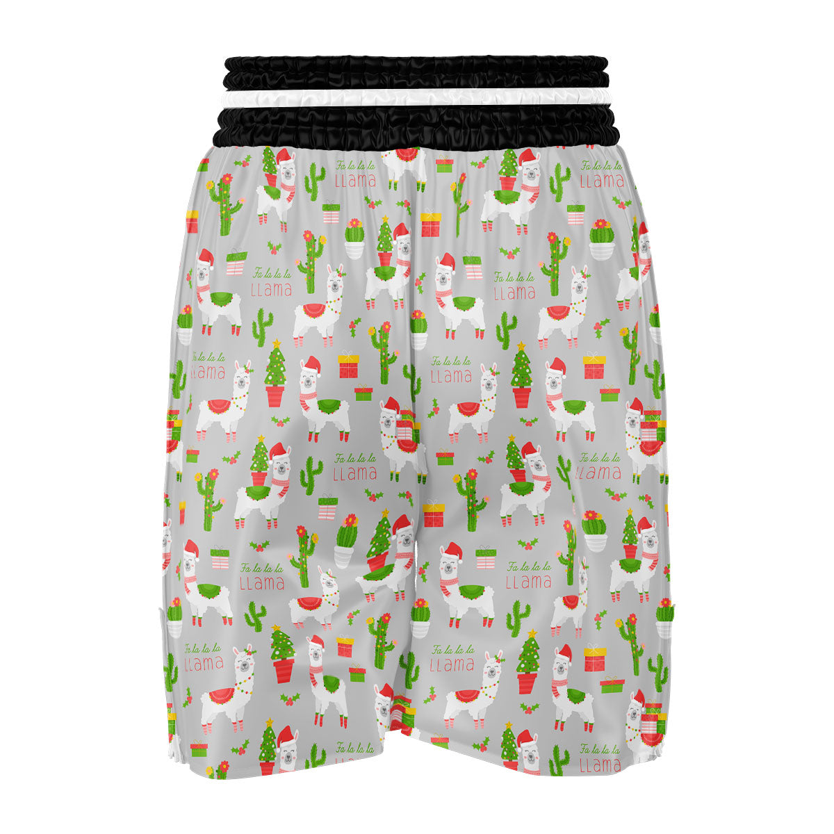 Llama Xmas Santa Claus Print Pattern Boxing Shorts-grizzshop