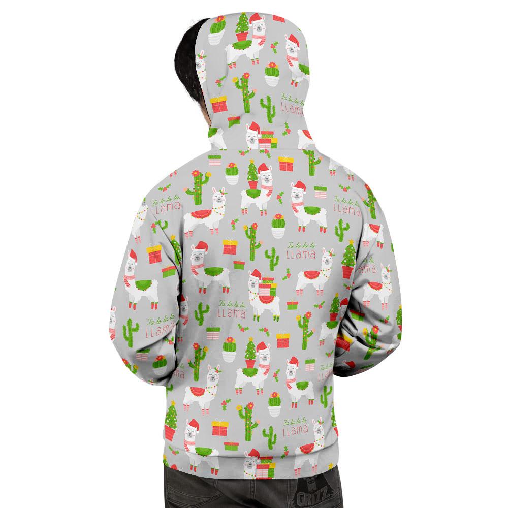 Llama Xmas Santa Claus Print Pattern Men's Hoodie-grizzshop