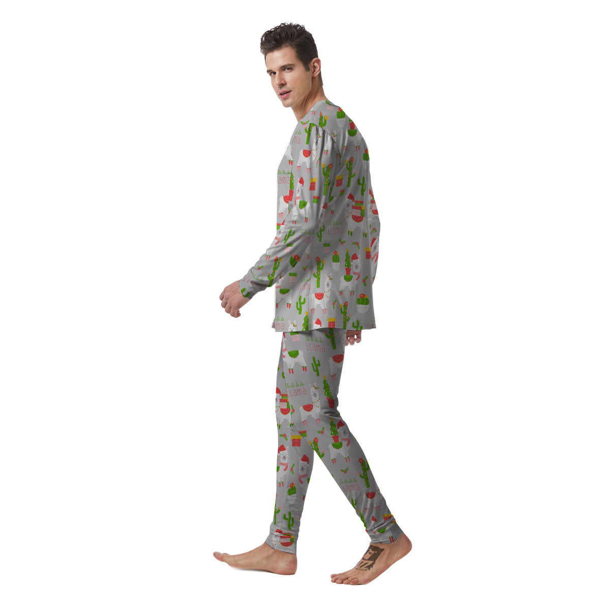 Llama Xmas Santa Claus Print Pattern Men's Pajamas-grizzshop