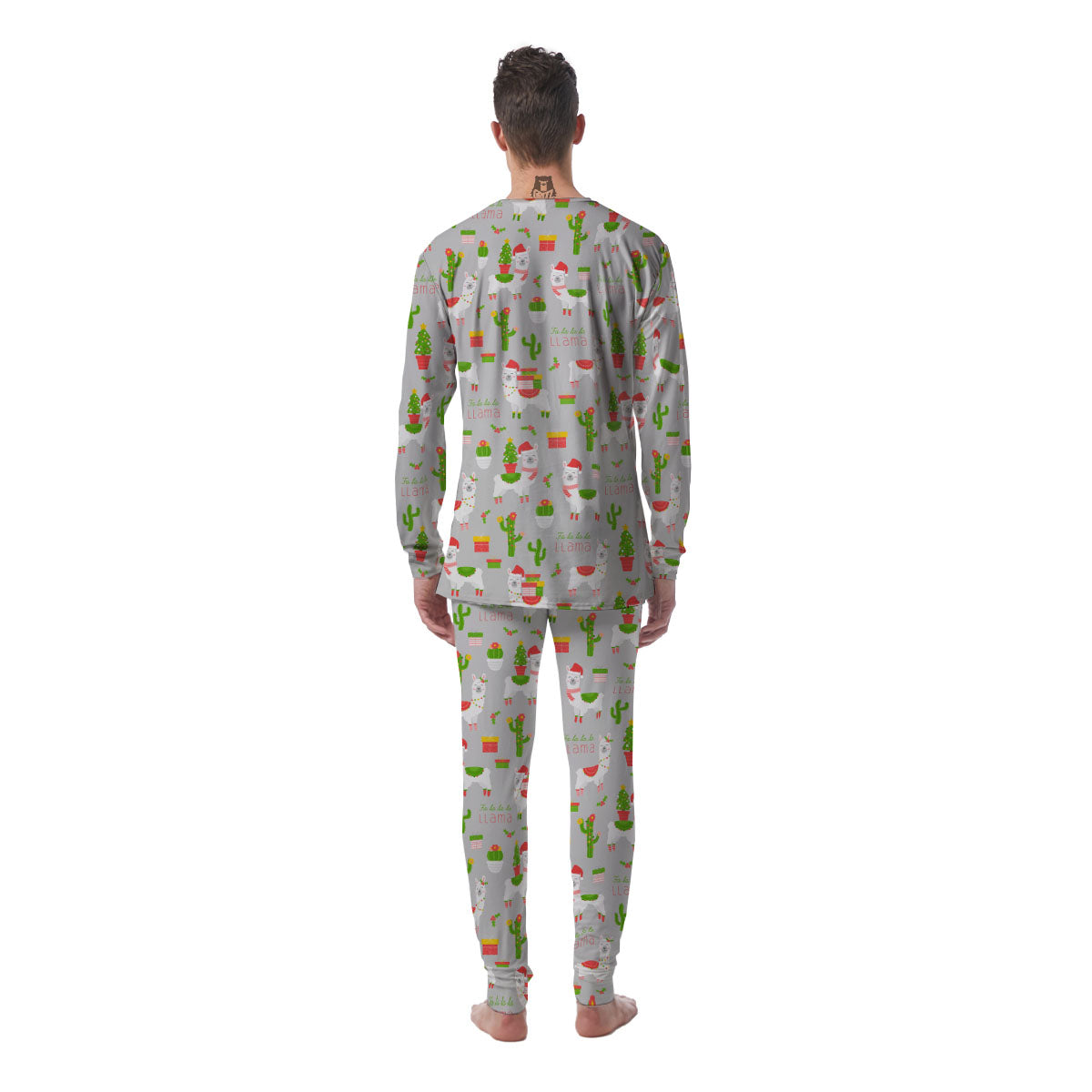 Llama Xmas Santa Claus Print Pattern Men's Pajamas-grizzshop