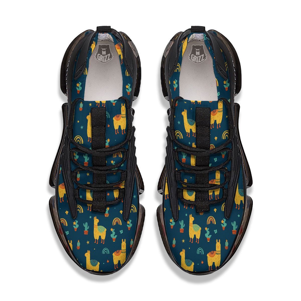 Llama Yellow Print Pattern Black Gym Shoes-grizzshop