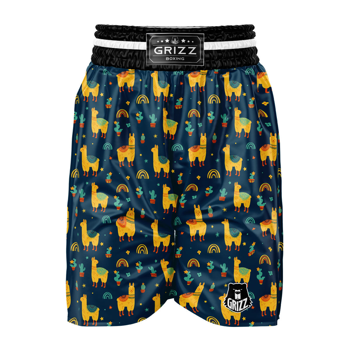 Llama Yellow Print Pattern Boxing Shorts-grizzshop