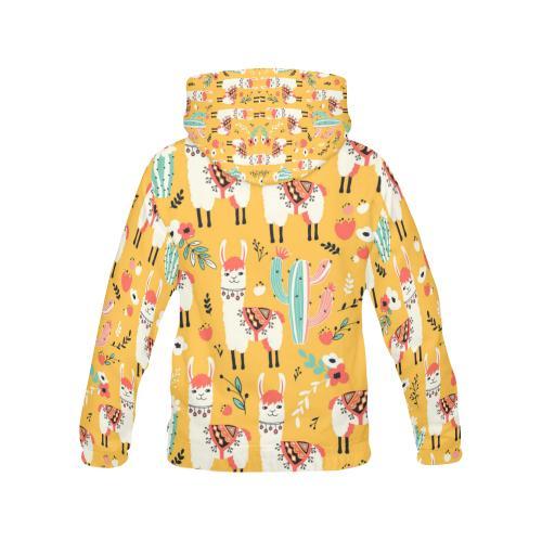 Llama Cactus Pattern Print Men Pullover Hoodie-grizzshop