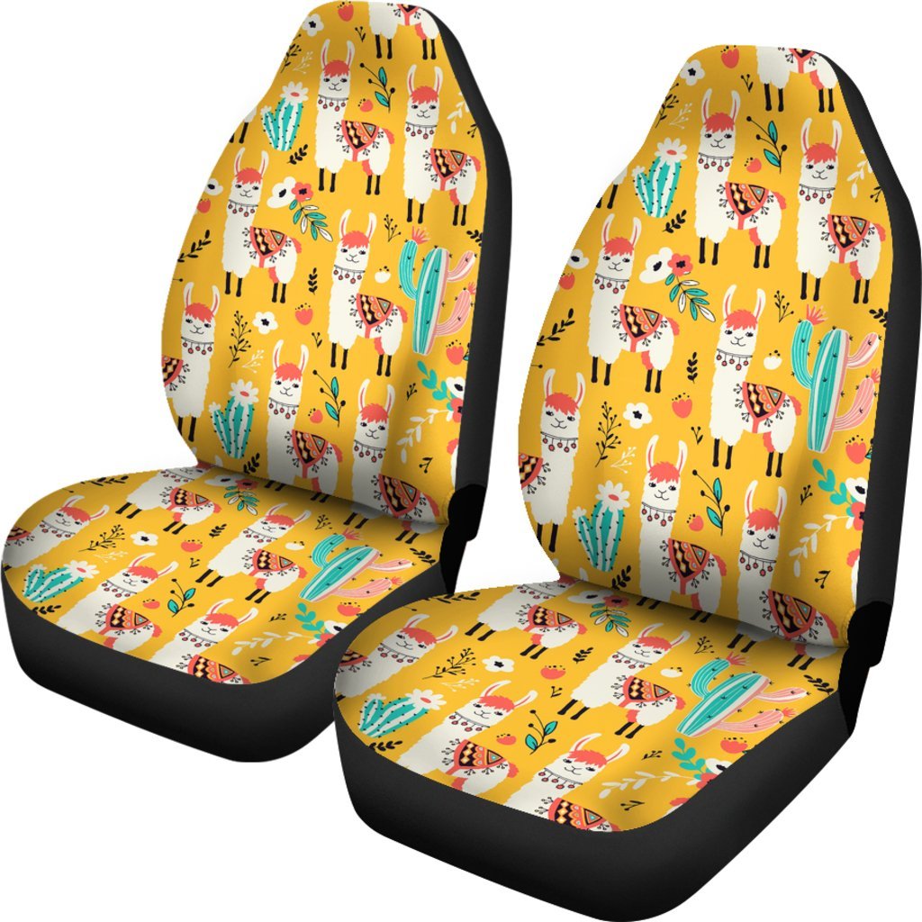 Llama Cactus Pattern Print Universal Fit Car Seat Cover-grizzshop
