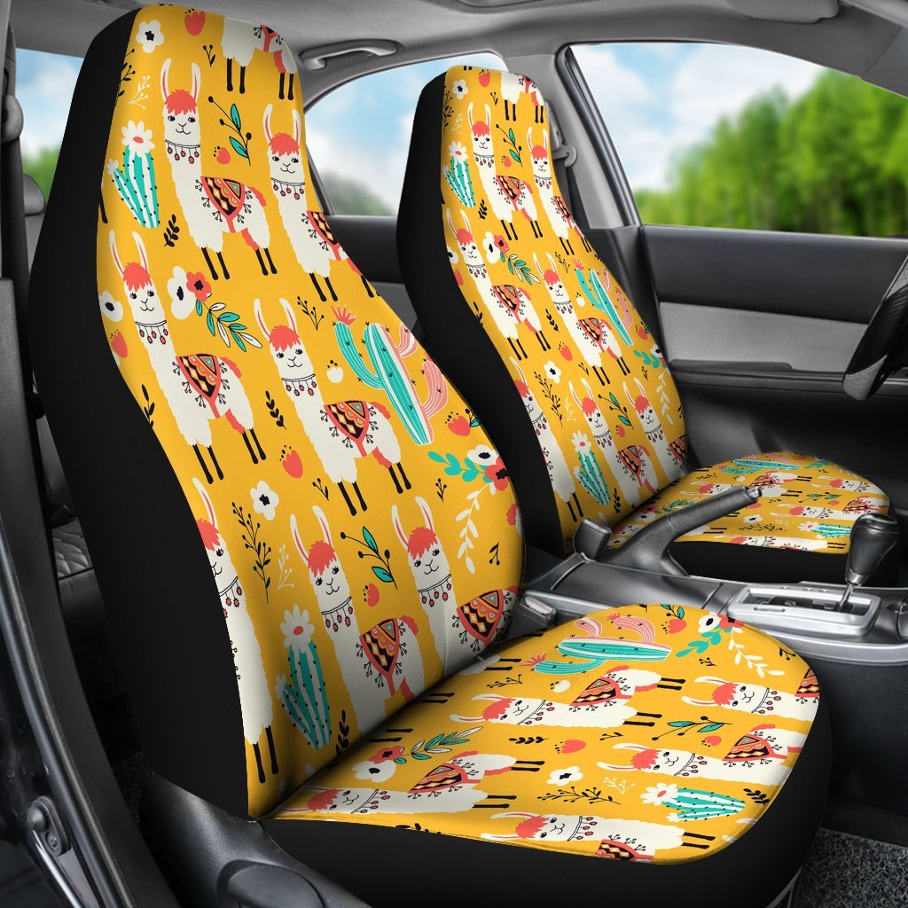Llama Cactus Pattern Print Universal Fit Car Seat Cover-grizzshop
