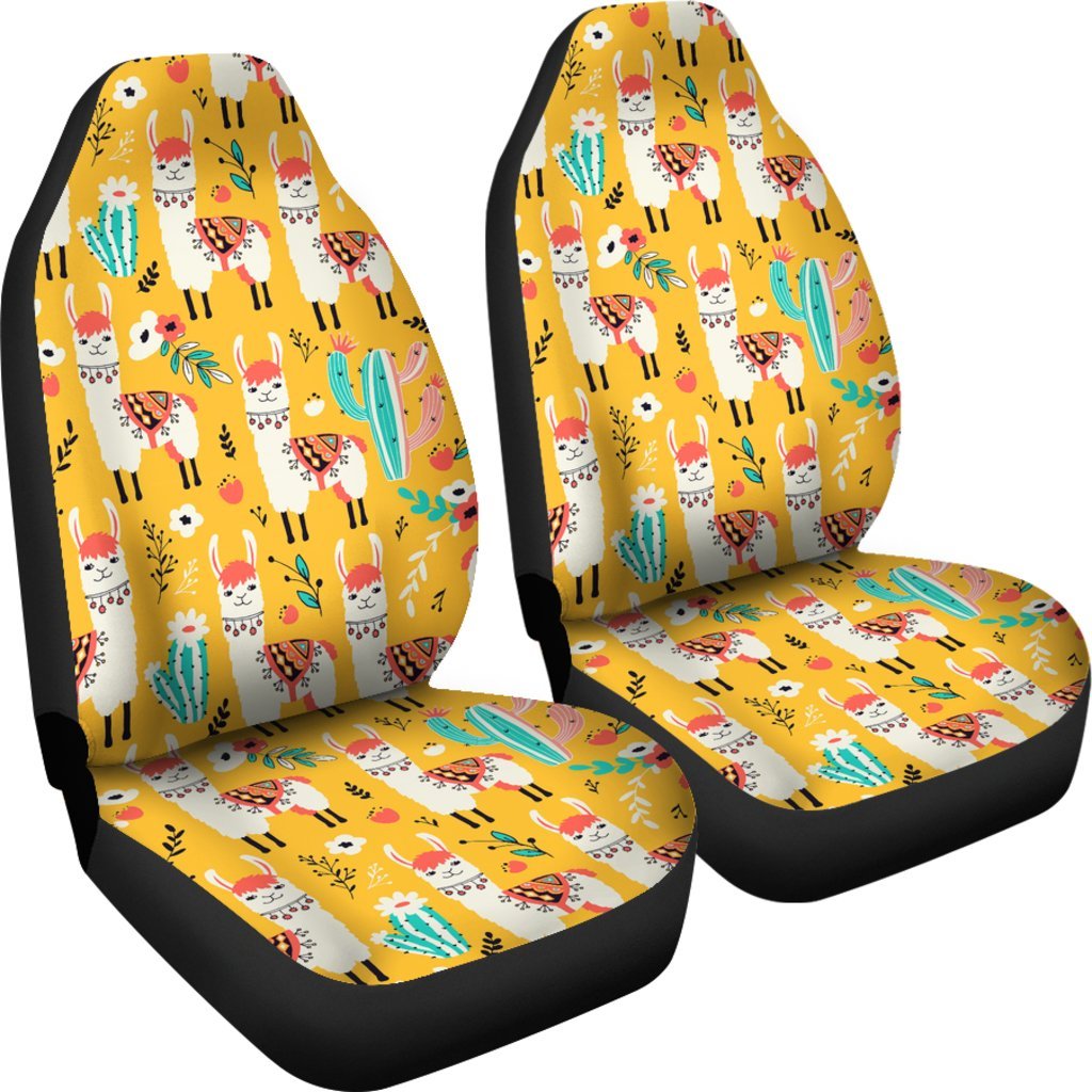 Llama Cactus Pattern Print Universal Fit Car Seat Cover-grizzshop