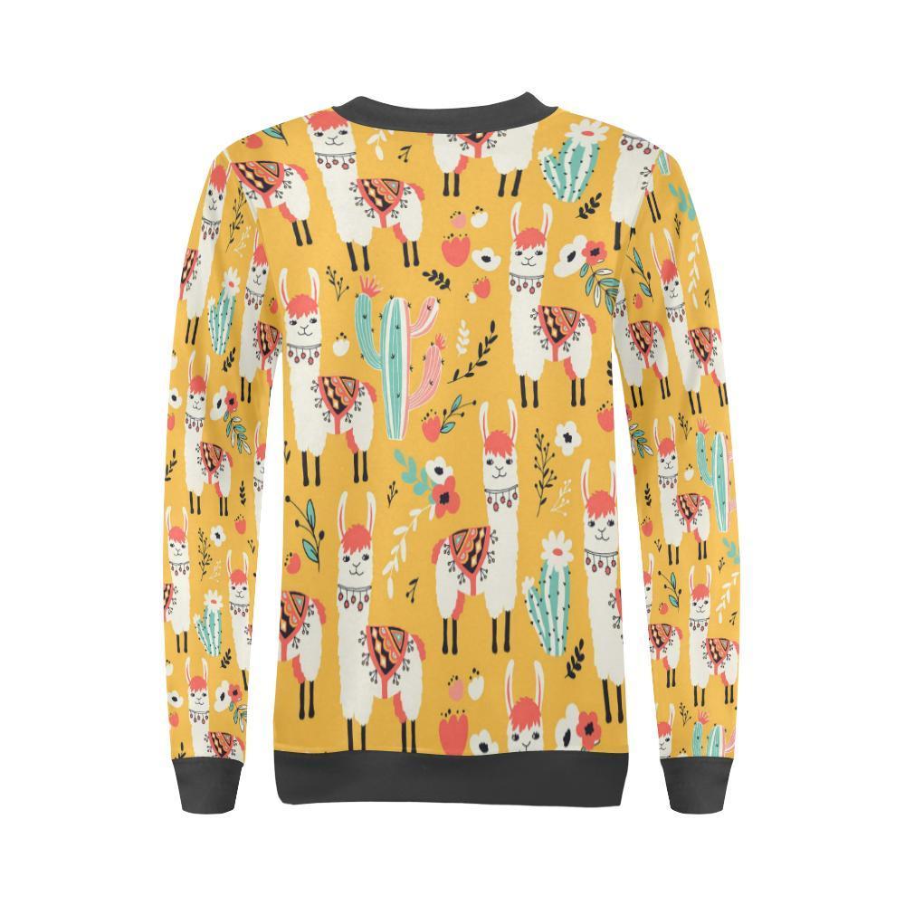 Llama Cactus Pattern Print Women's Sweatshirt-grizzshop