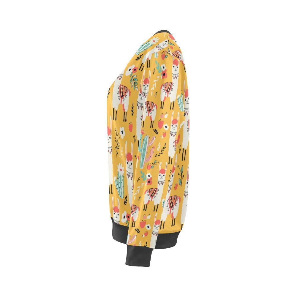 Llama Cactus Pattern Print Women's Sweatshirt-grizzshop