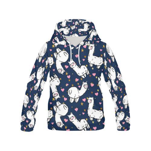 Llama Print Pattern Men Pullover Hoodie-grizzshop