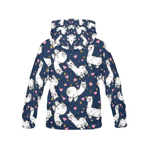 Llama Print Pattern Men Pullover Hoodie-grizzshop