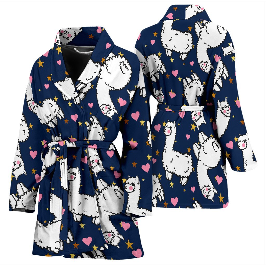 Llama Print Pattern Women Long Robe-grizzshop