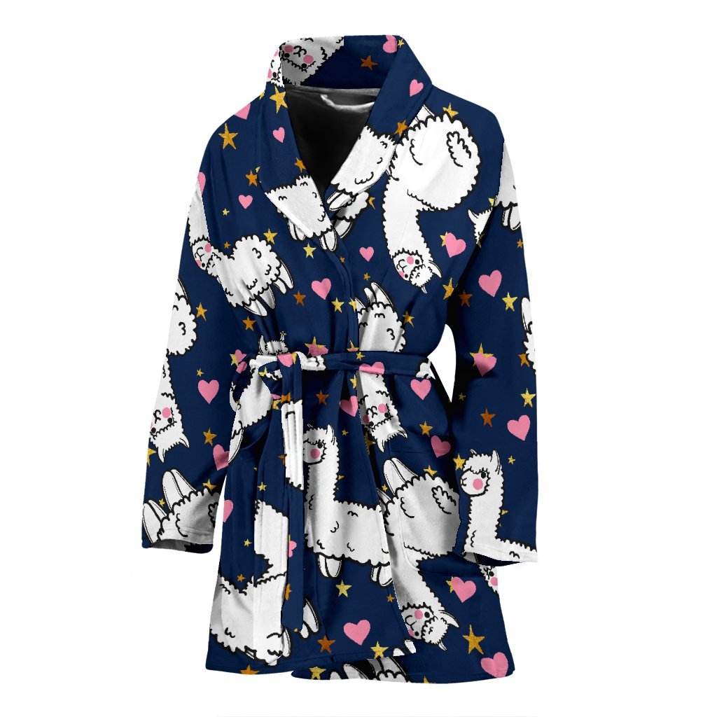 Llama Print Pattern Women Long Robe-grizzshop