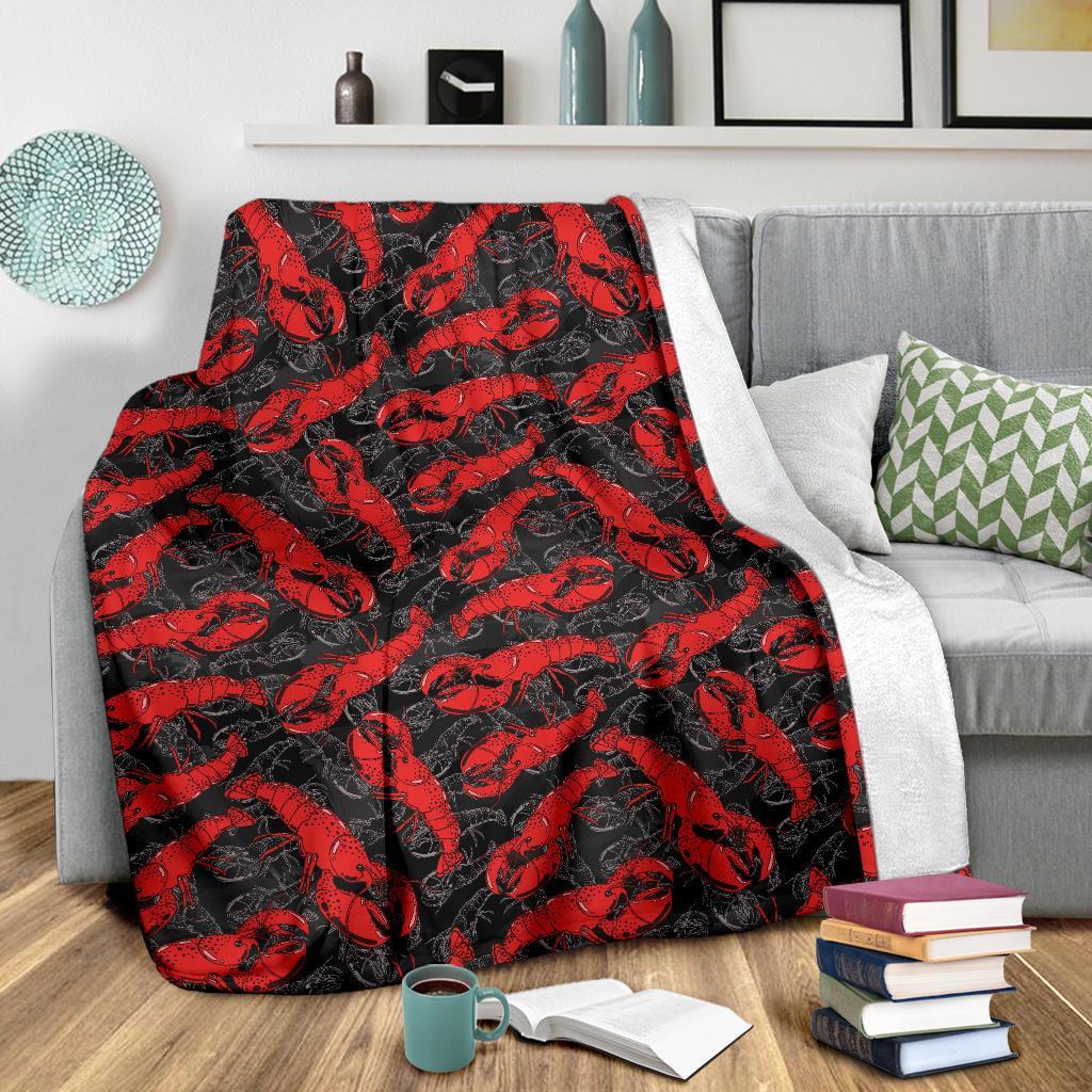 Lobster Black Pattern Print Blanket-grizzshop