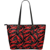 Lobster Black Pattern Print Leather Tote Bag-grizzshop