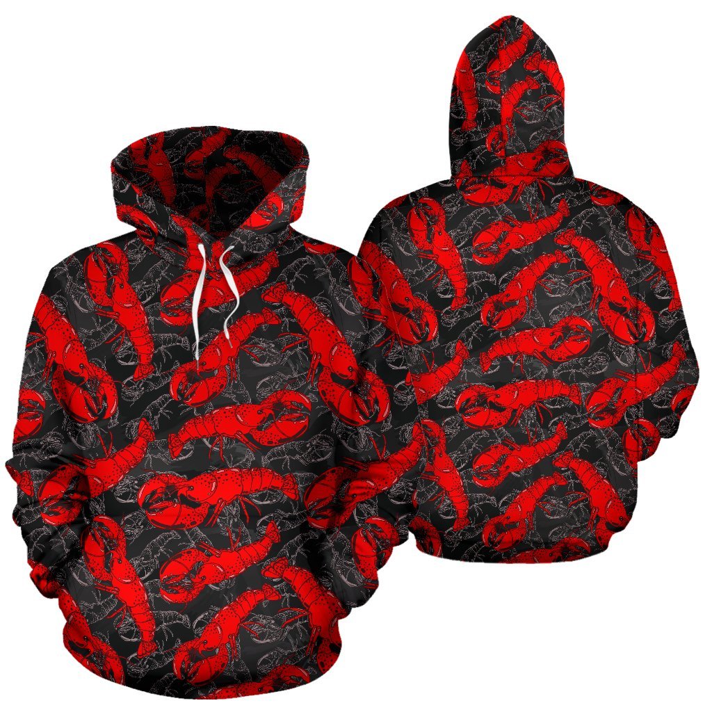Lobster Black Pattern Print Men Women Pullover Hoodie-grizzshop