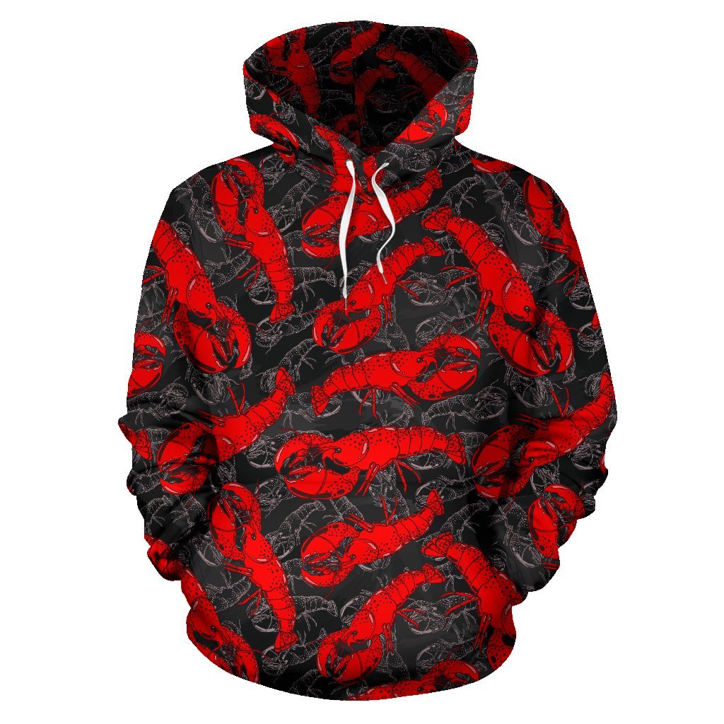Lobster Black Pattern Print Men Women Pullover Hoodie-grizzshop