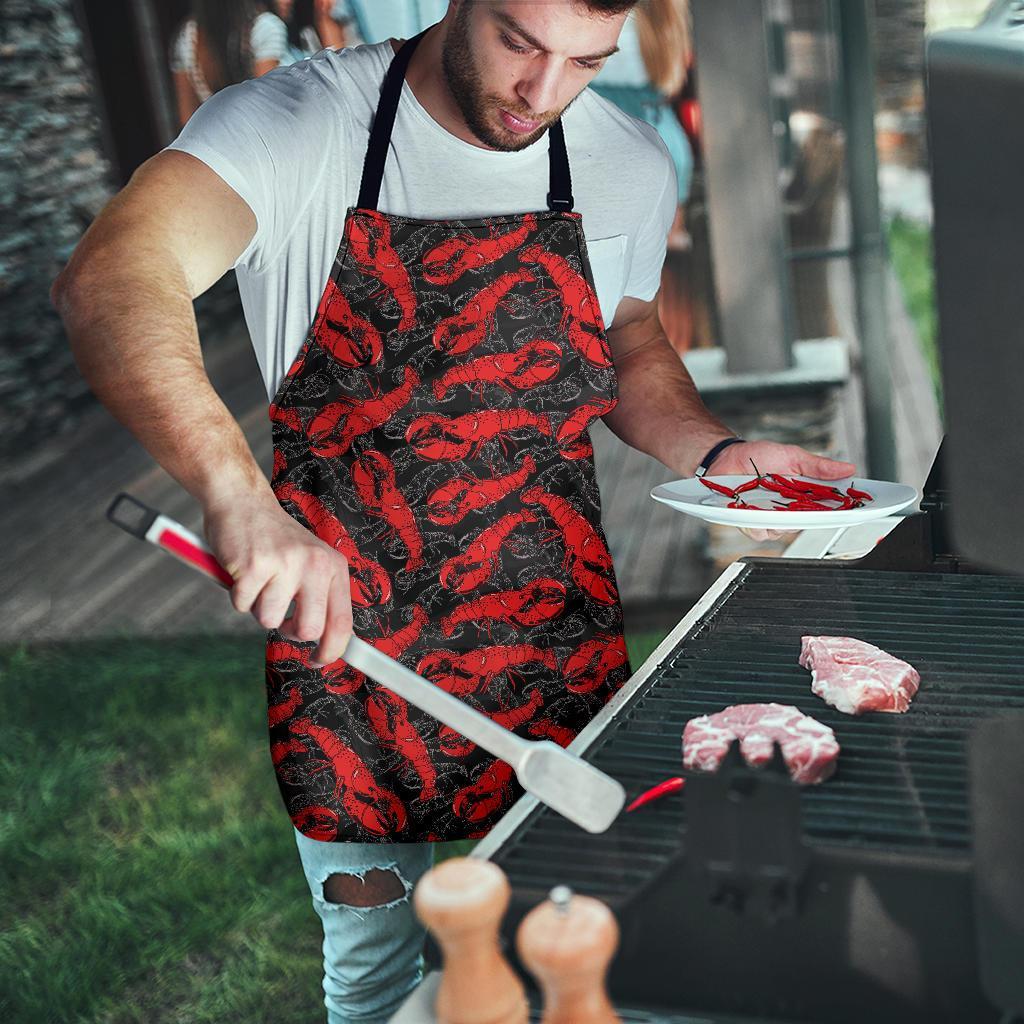 Lobster Black Pattern Print Men's Apron-grizzshop