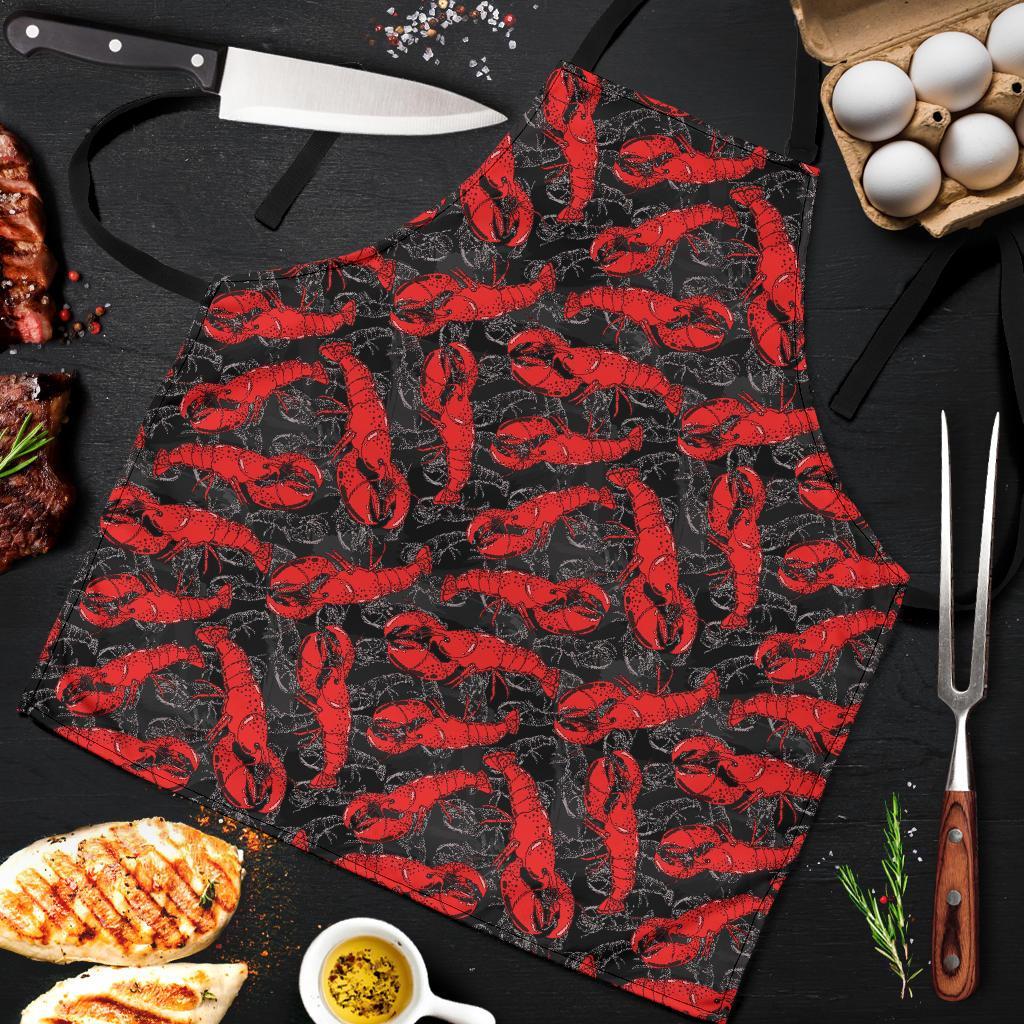 Lobster Black Pattern Print Men's Apron-grizzshop