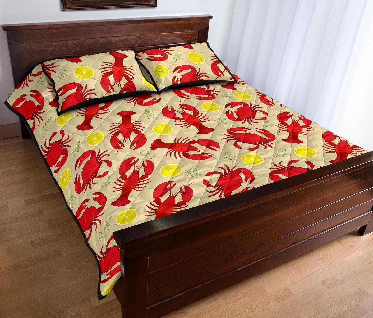 Lobster Crab Pattern Print Bed Set Quilt-grizzshop