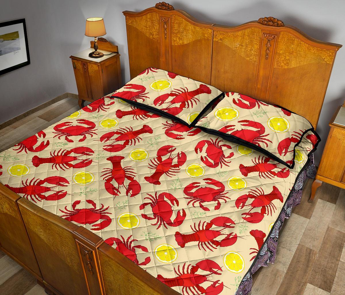 Lobster Crab Pattern Print Bed Set Quilt-grizzshop