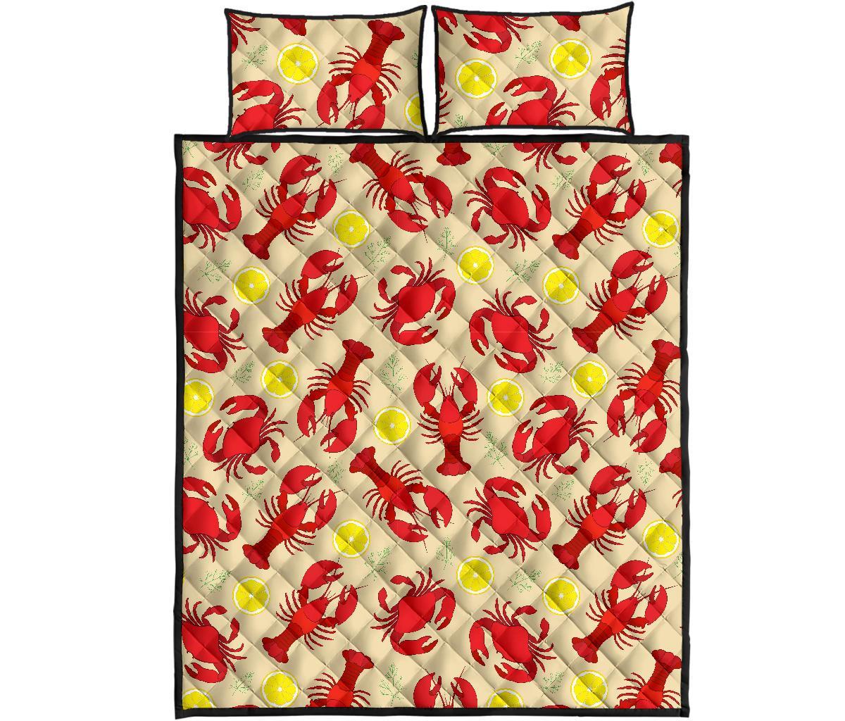 Lobster Crab Pattern Print Bed Set Quilt-grizzshop