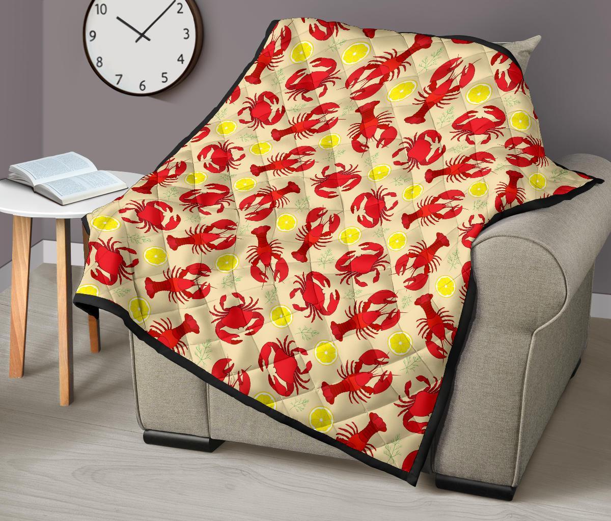 Lobster Crab Pattern Print Quilt-grizzshop