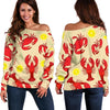 Lobster Crab Pattern Print Women Off Shoulder Sweatshirt-grizzshop