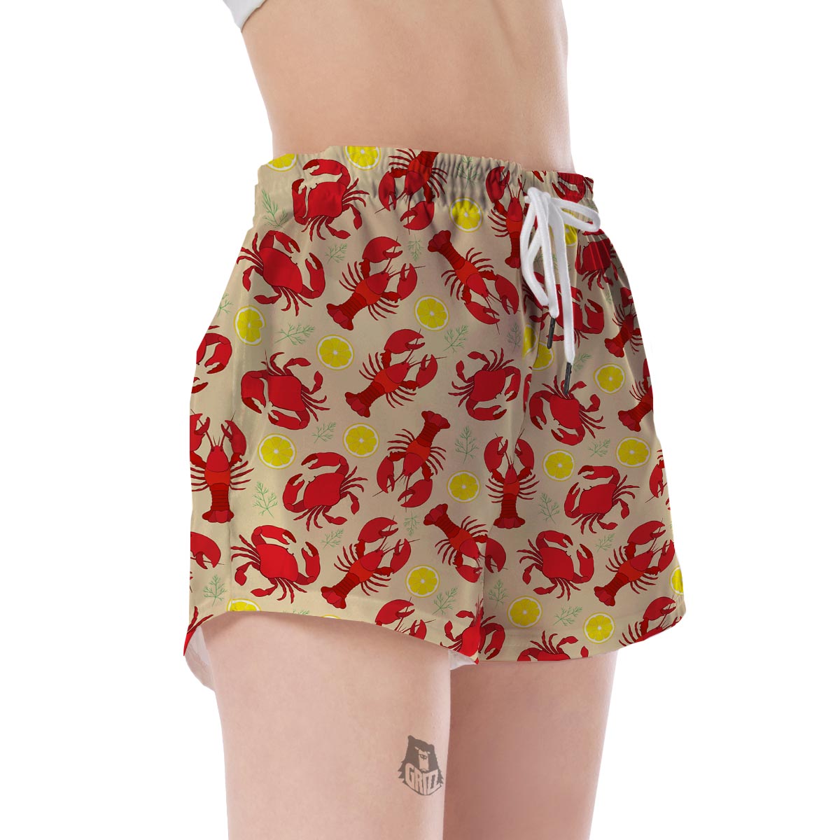 Lobster Crab Pattern Print Women's Shorts-grizzshop