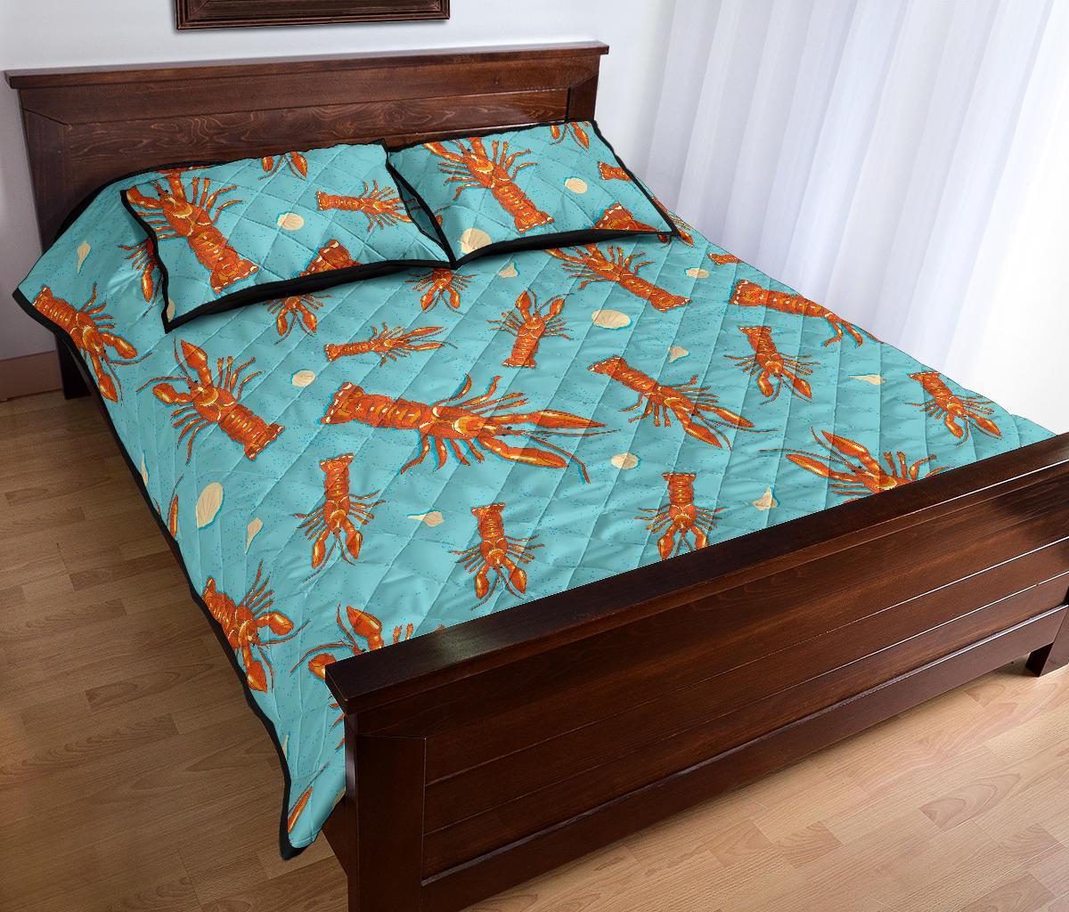 Lobster Pattern Print Bed Set Quilt-grizzshop