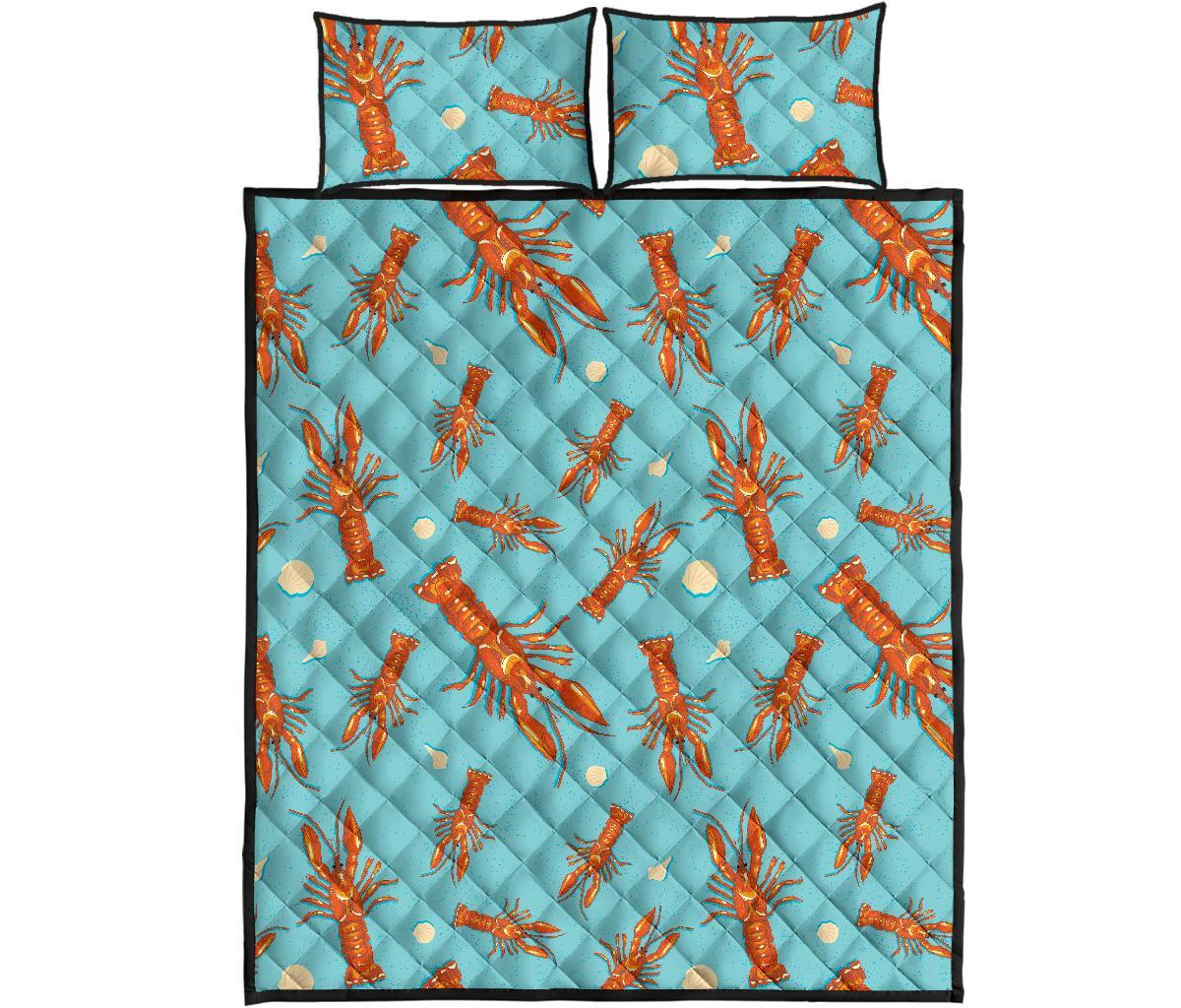 Lobster Pattern Print Bed Set Quilt-grizzshop