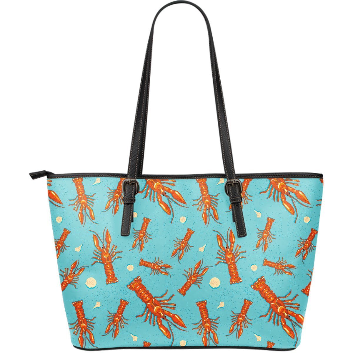 Lobster Pattern Print Leather Tote Bag-grizzshop