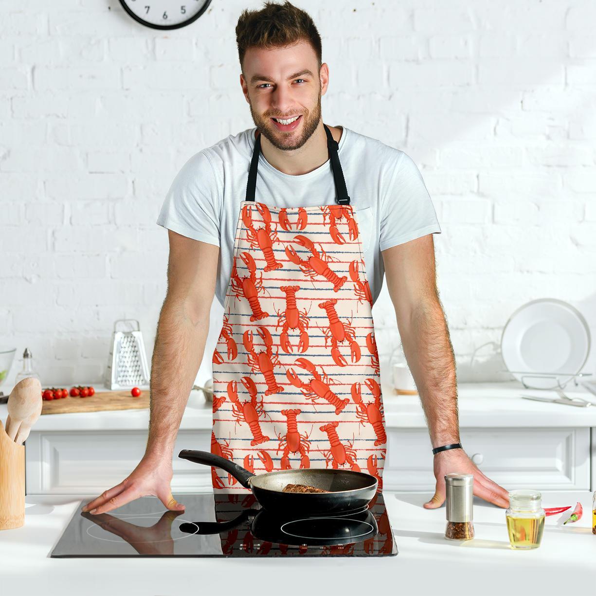 Lobster Print Pattern Men's Apron-grizzshop