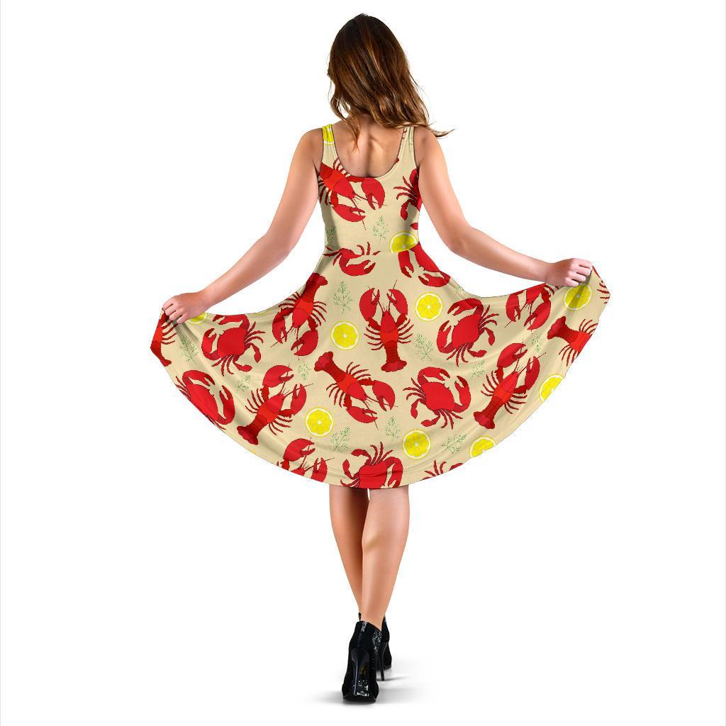 Lobster Crab Pattern Print Dress-grizzshop