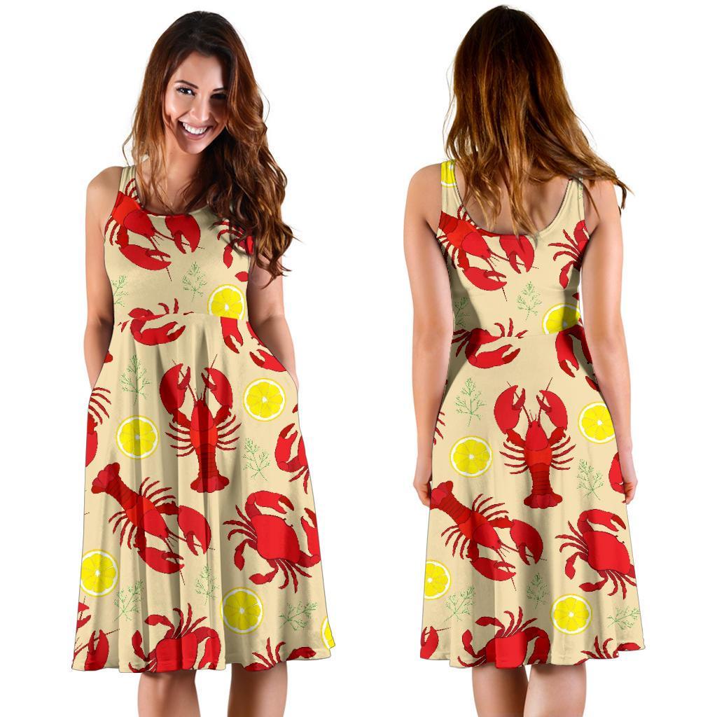 Lobster Crab Pattern Print Dress-grizzshop