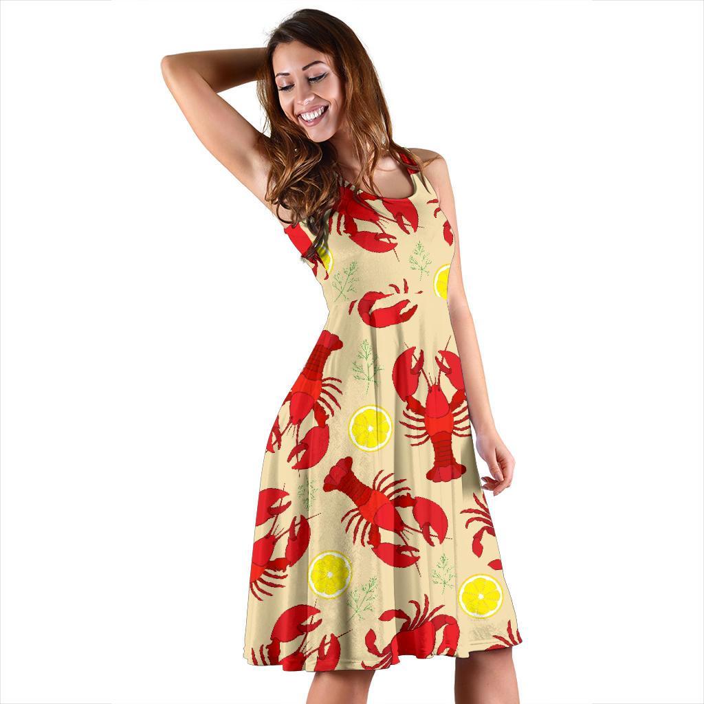 Lobster Crab Pattern Print Dress-grizzshop