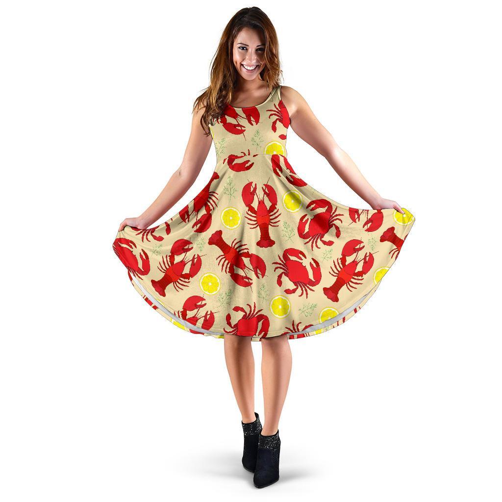Lobster Crab Pattern Print Dress-grizzshop