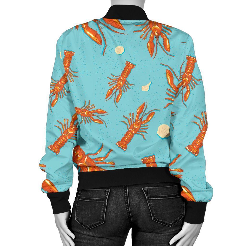 Lobster Pattern Print Women Casual Bomber Jacket-grizzshop
