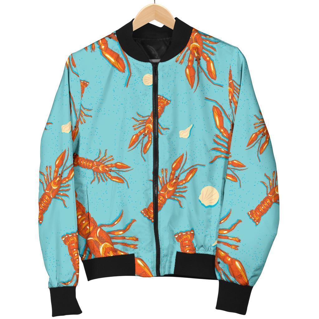 Lobster Pattern Print Women Casual Bomber Jacket-grizzshop