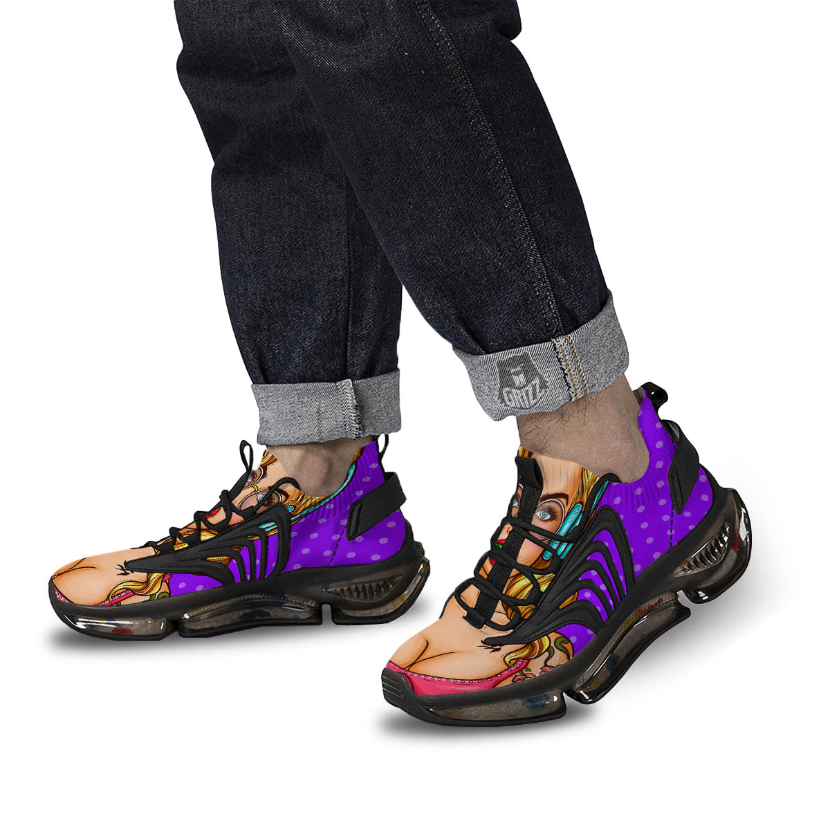 Lollipop And Punk Girl Print Black Gym Shoes-grizzshop